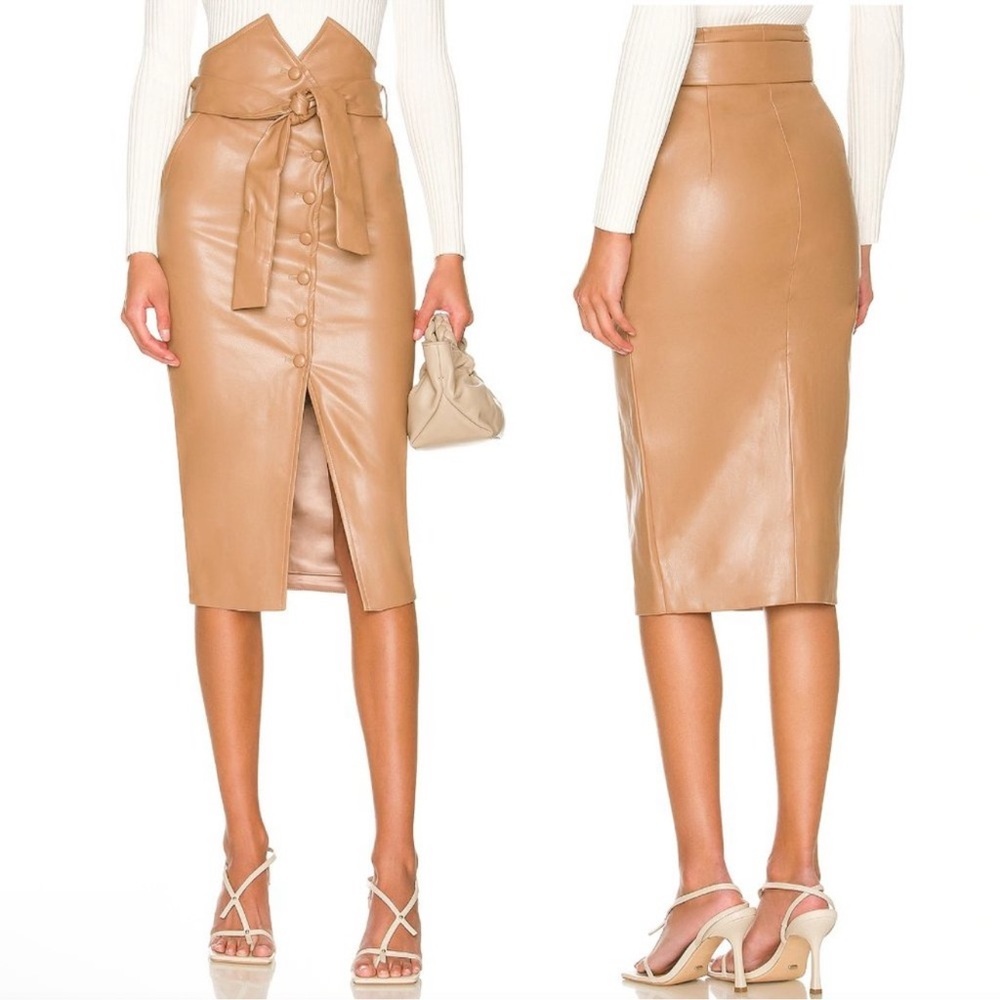 Bardot Tie Waist Skirt in Tan Size XS